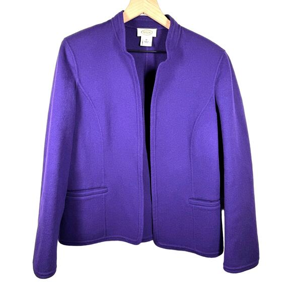 Vintage 90s TALBOT'S 100% Wool Open Front Blazer Size 10 Purple Business Casual - Picture 1 of 13
